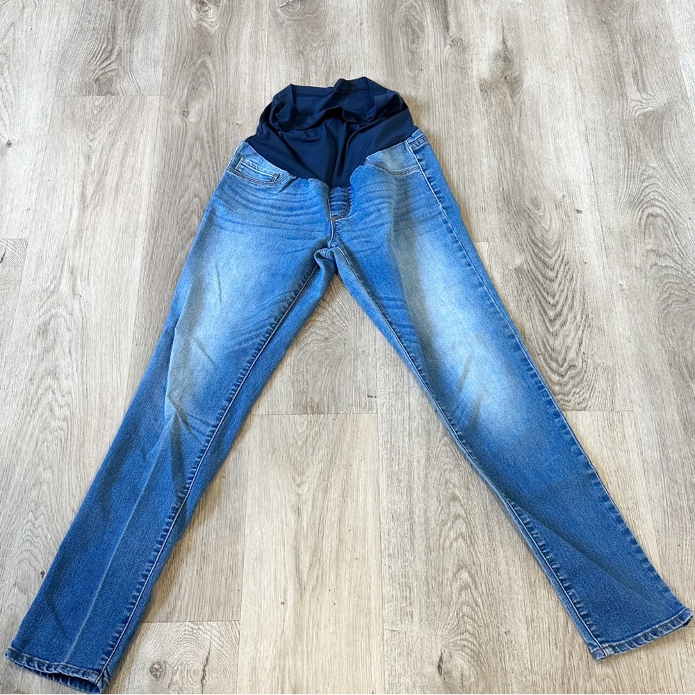 S.O.N.G Maternity Skinny Jeans Size Medium Full Belly Panel Pull On